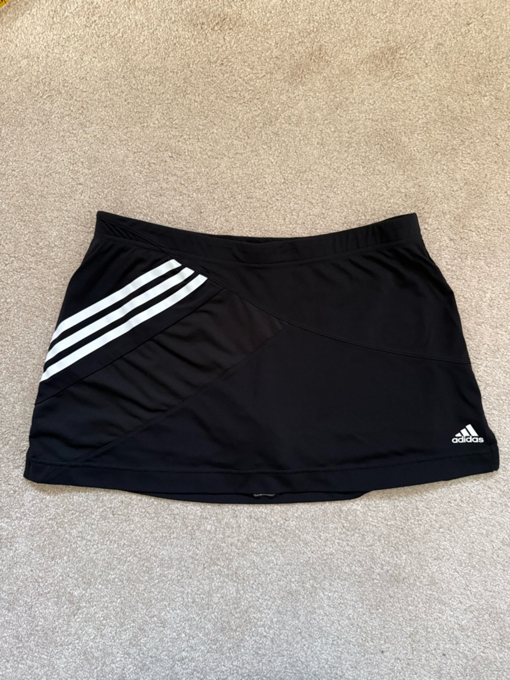 adidas Black Athletic Skort Tennis Skirt with White Logo and stripes